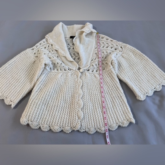 ARDEN B Womens Knit BUTTON FRONT CARDIGAN SWEATER Shawl Size‎ Medium ivory - Picture 4 of 9